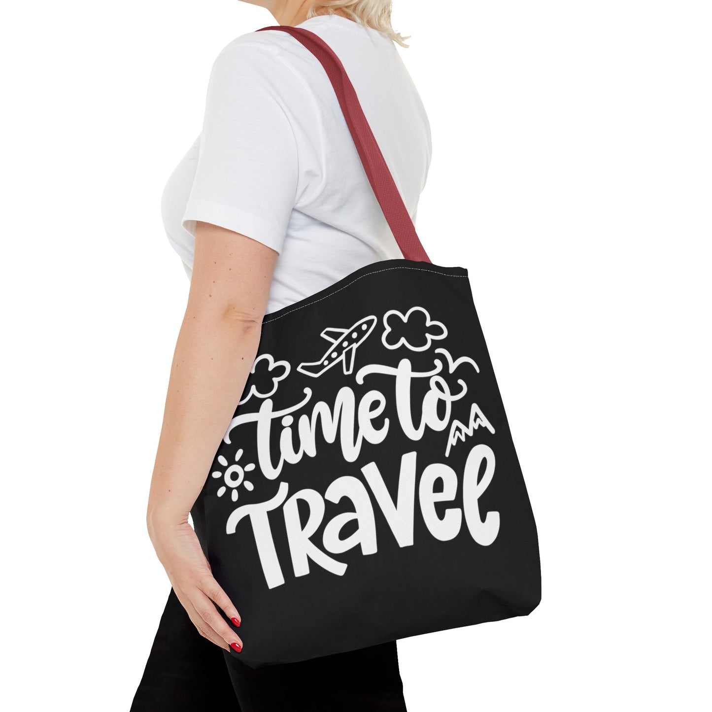 Time To Travel Black Tote Bag