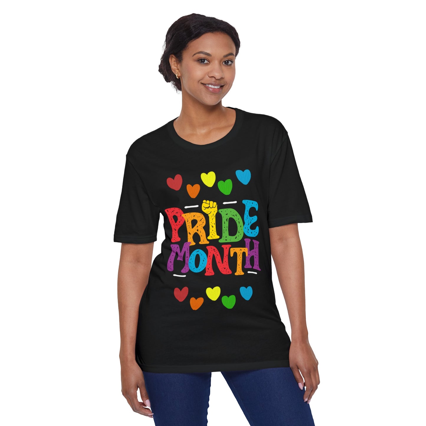 Pride Month with hearts and fist Unisex T-shirt