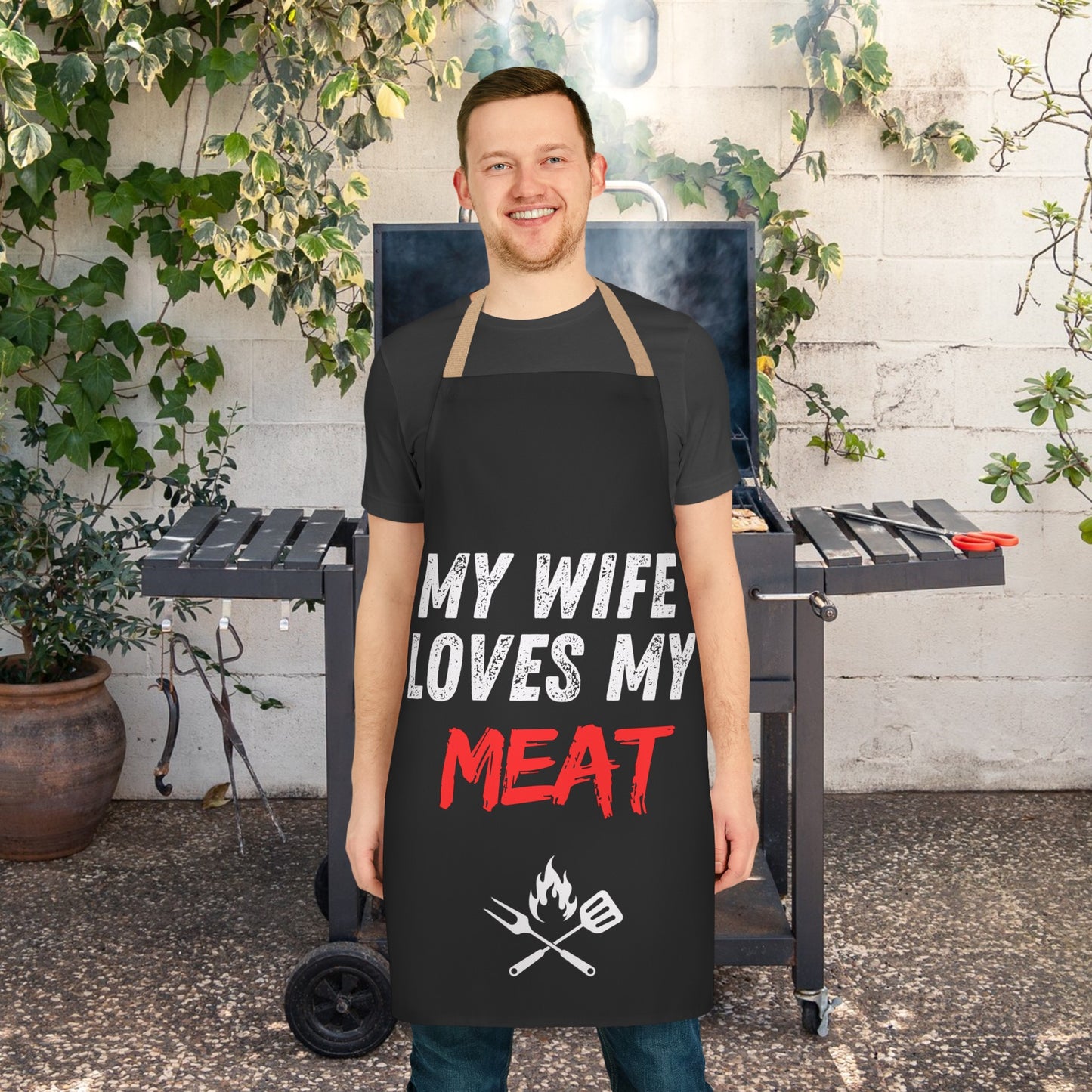 My Wife Loves My Meat Black Apron