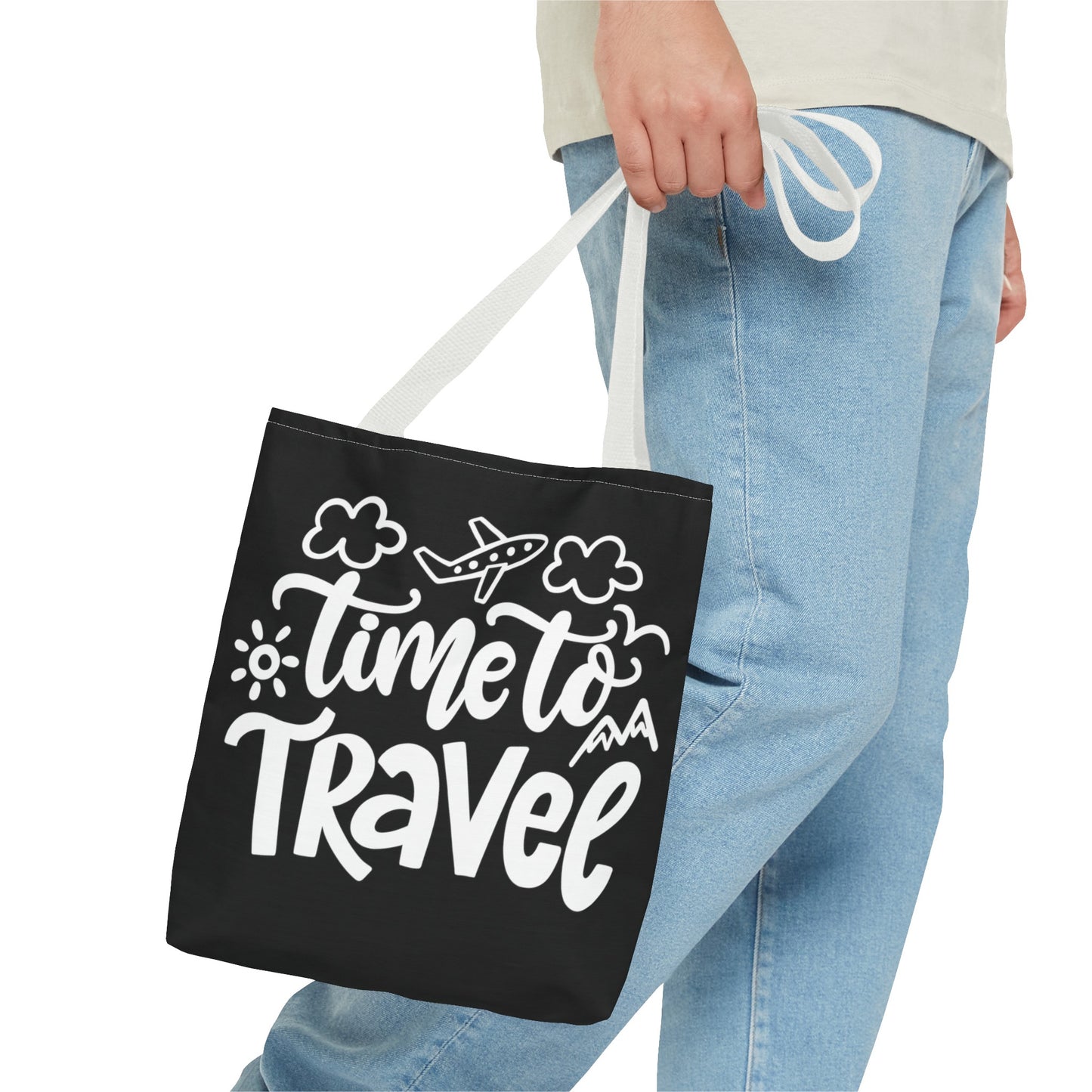 Time To Travel Black Tote Bag