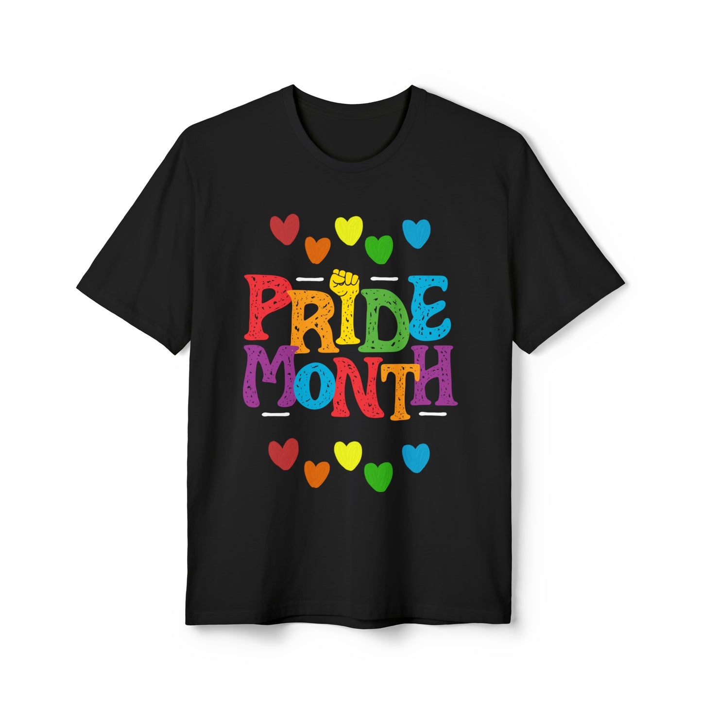 Pride Month with hearts and fist Unisex T-shirt