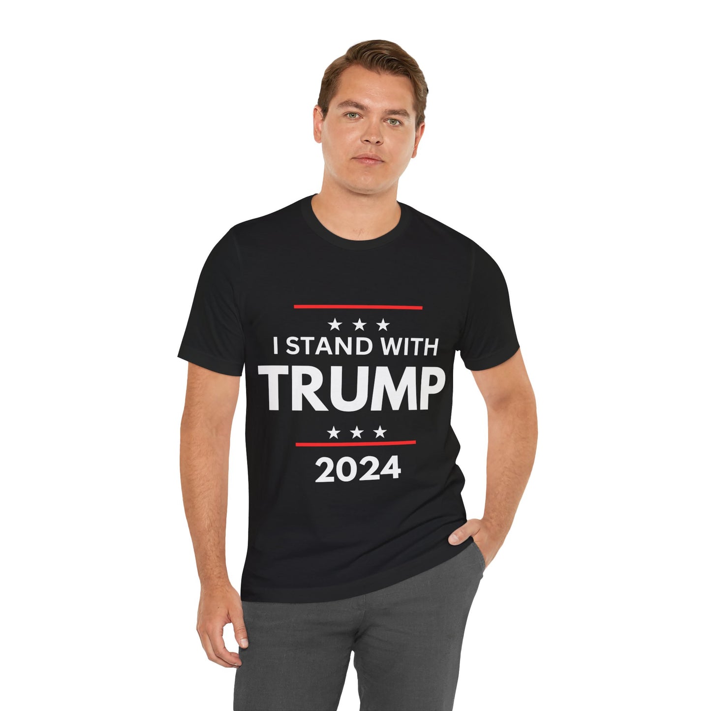 I stand with Trump Black Jersey Short Sleeve Tee