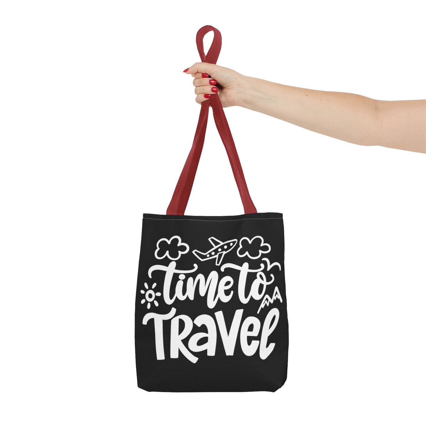 Time To Travel Black Tote Bag