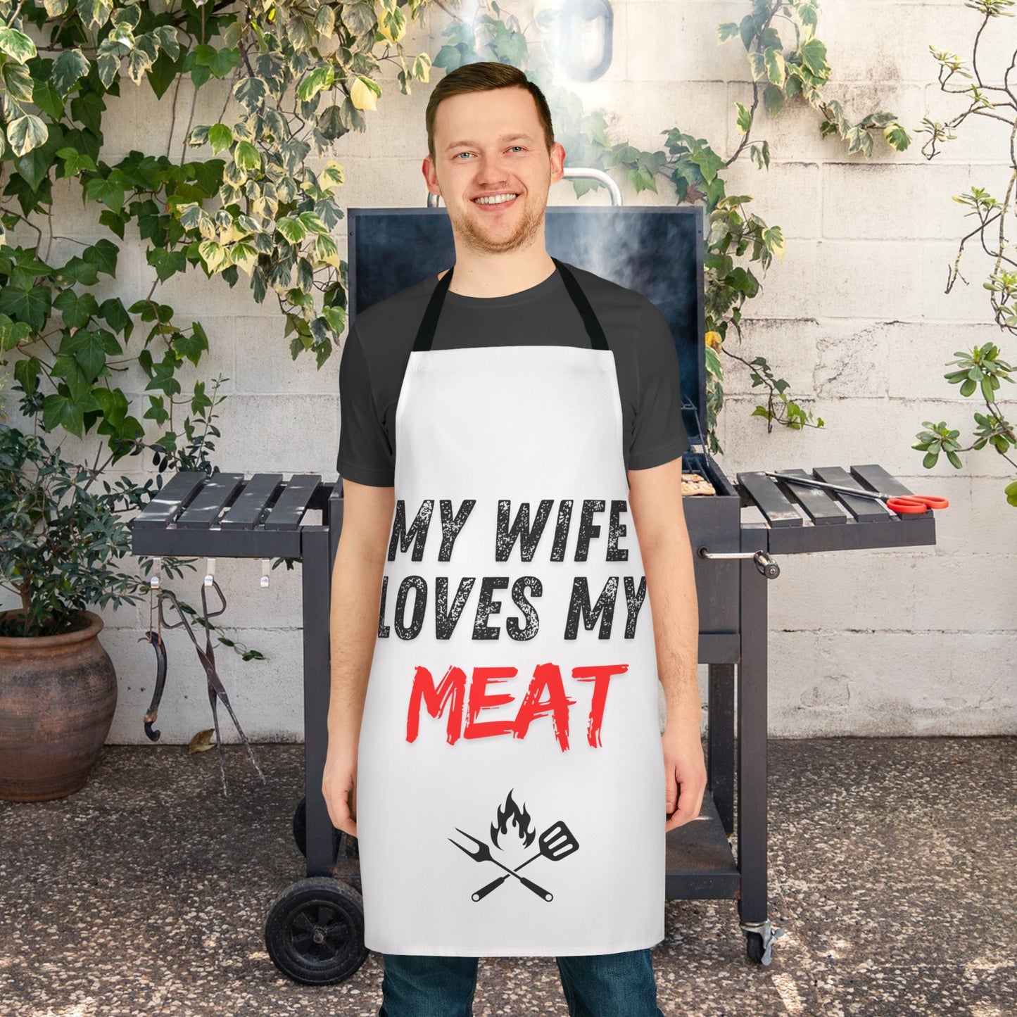 My Wife Loves My Meat White Apron