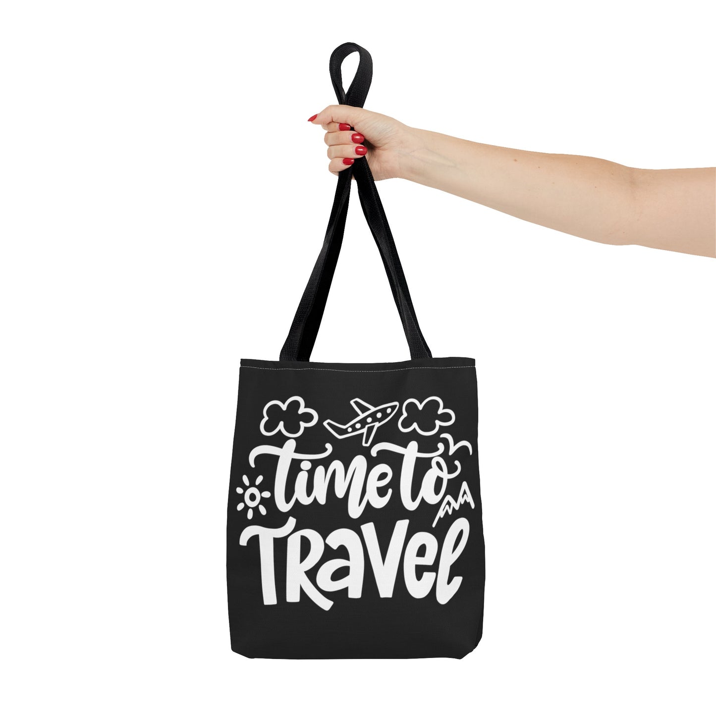 Time To Travel Black Tote Bag