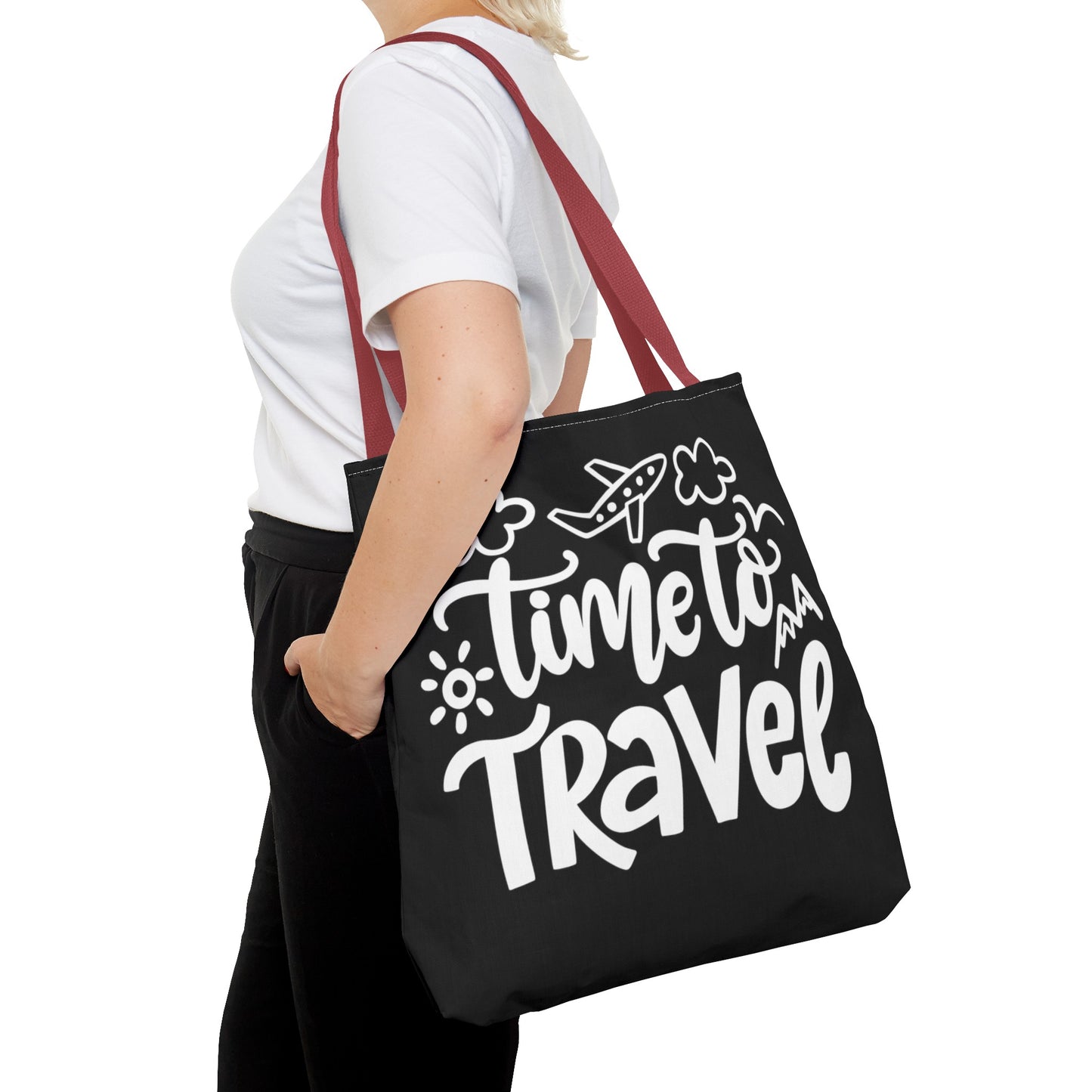 Time To Travel Black Tote Bag