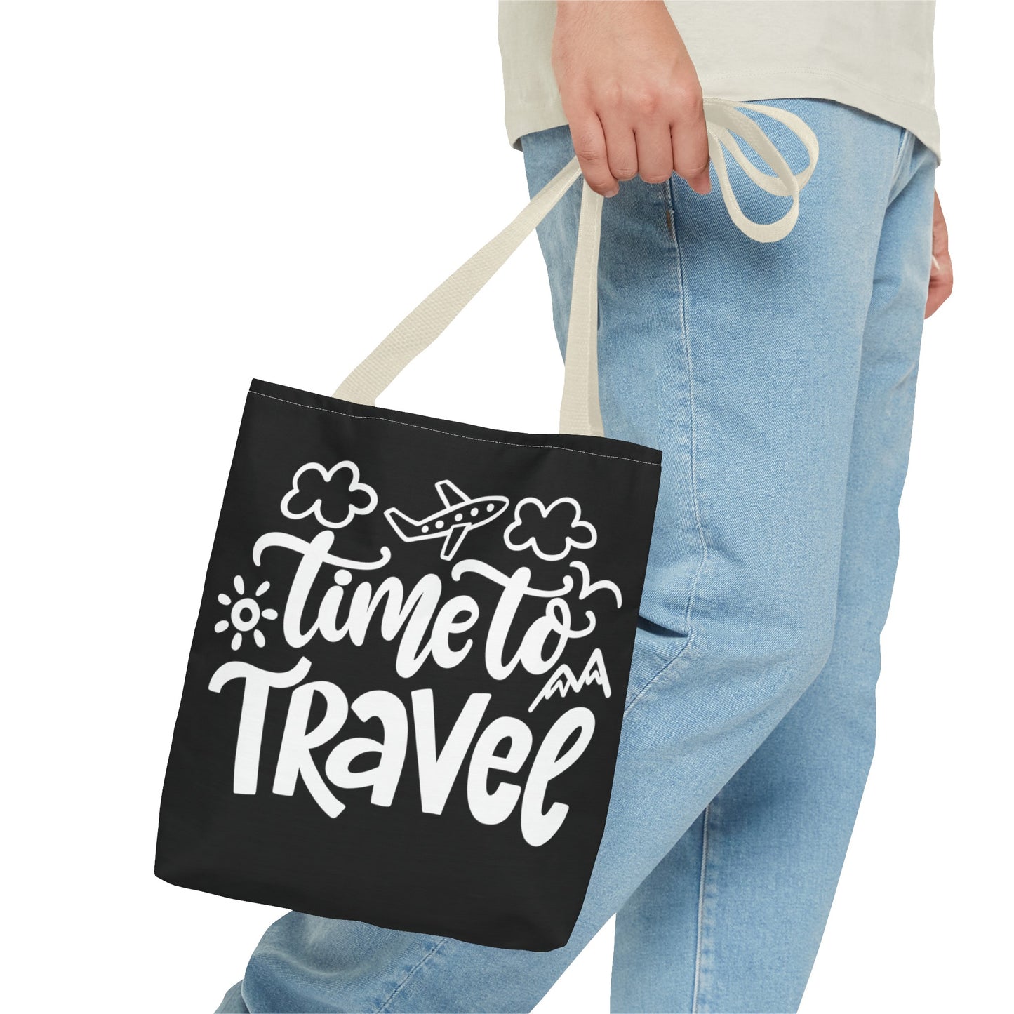 Time To Travel Black Tote Bag