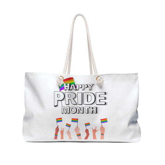 Pride White/Rainbow Weekender Bag