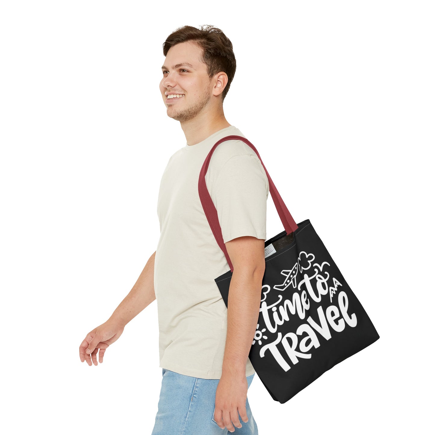 Time To Travel Black Tote Bag