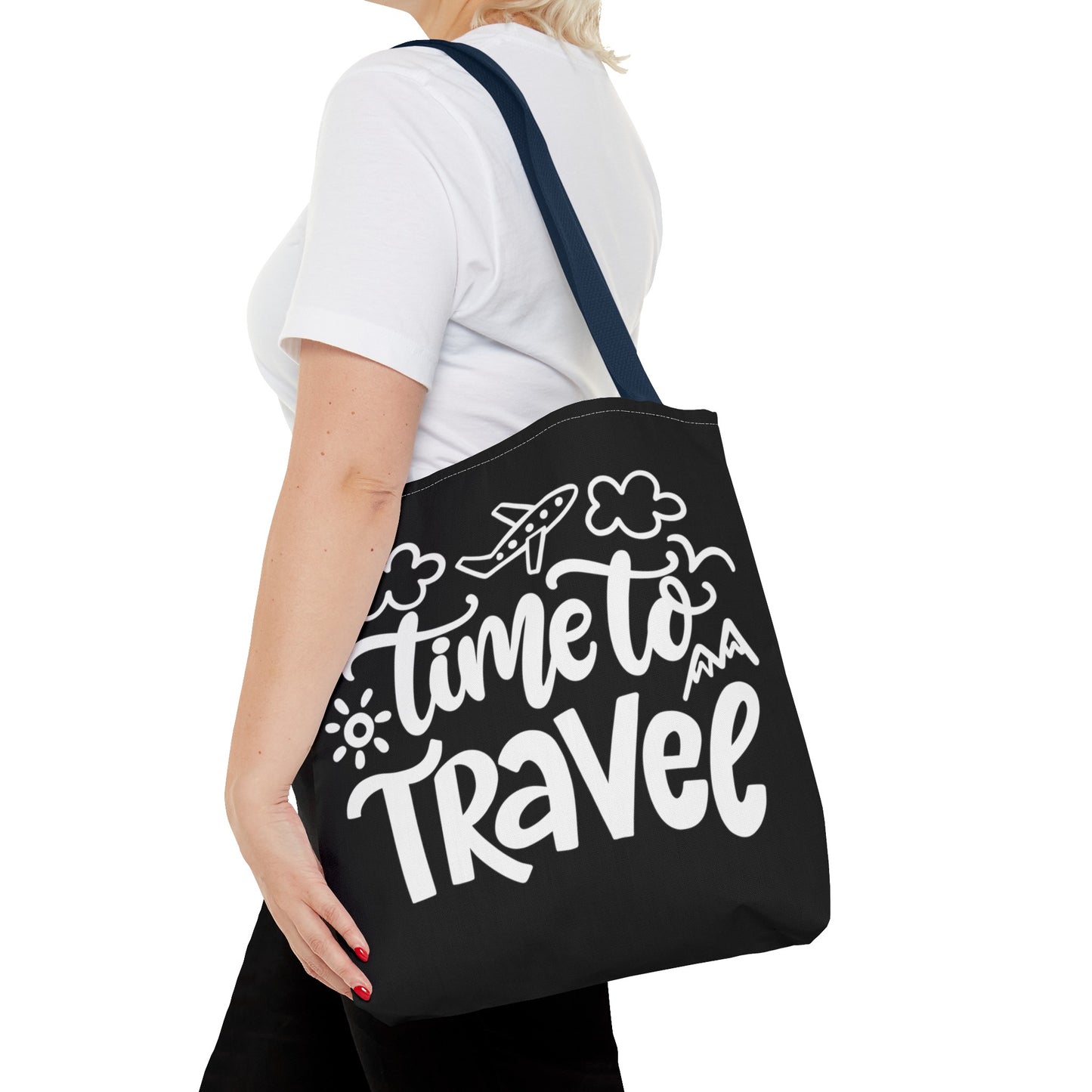 Time To Travel Black Tote Bag