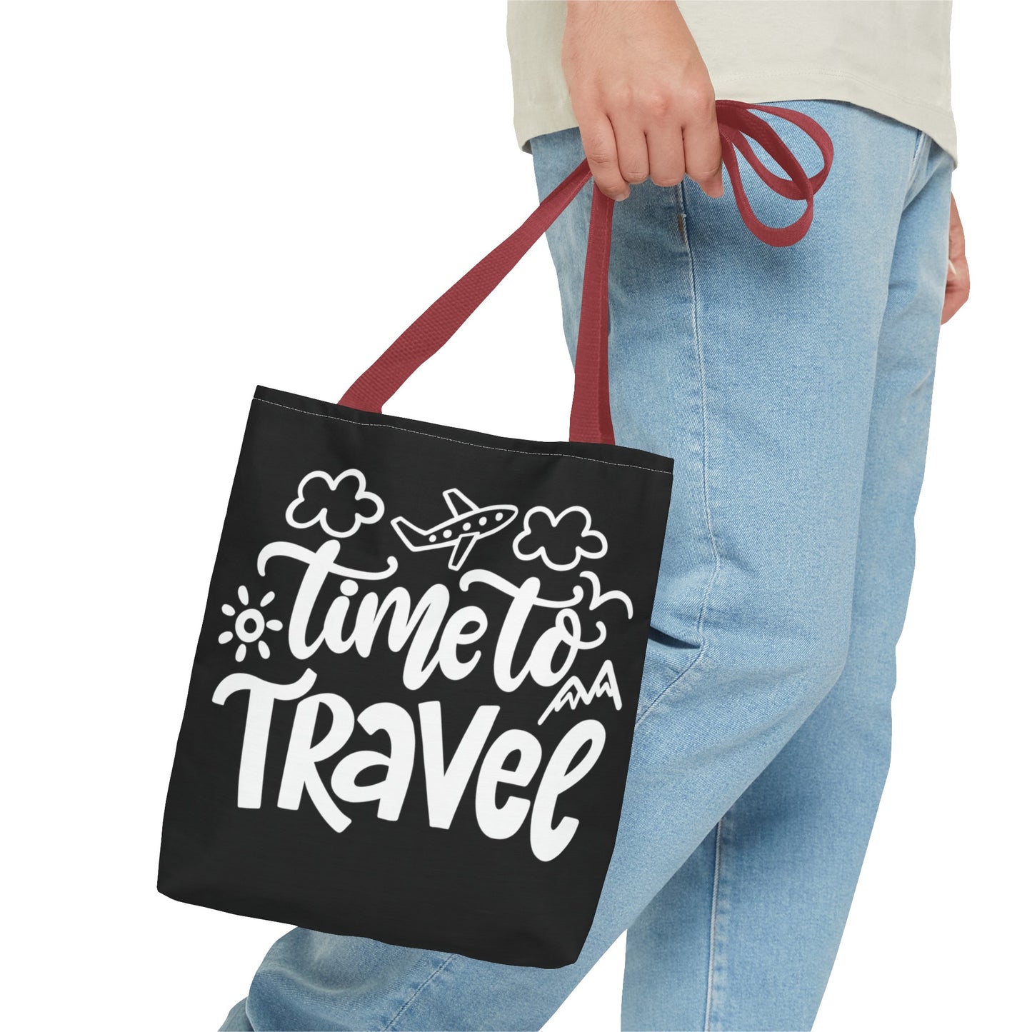 Time To Travel Black Tote Bag