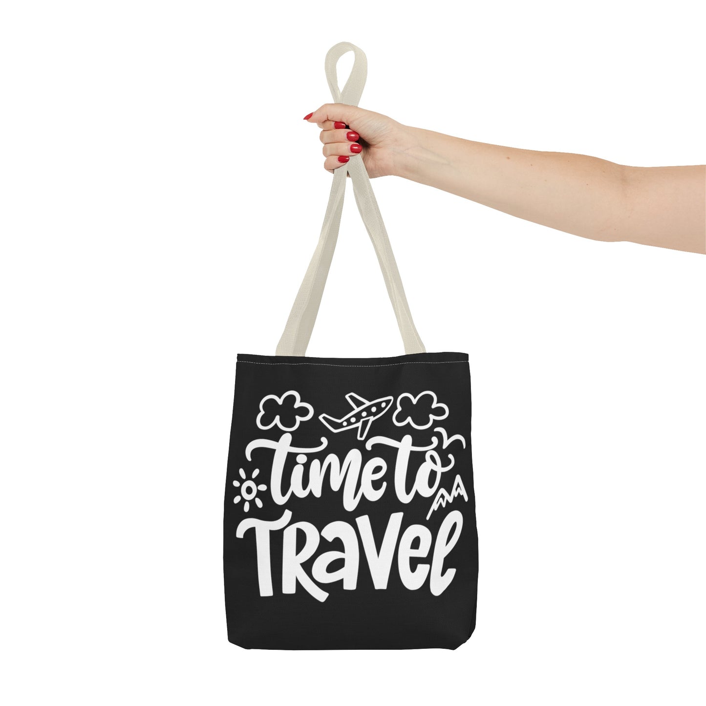 Time To Travel Black Tote Bag