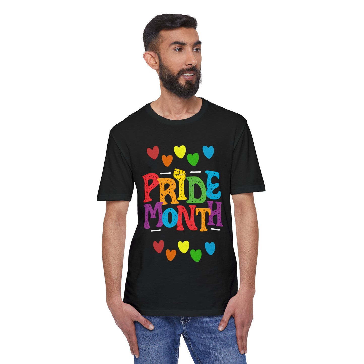 Pride Month with hearts and fist Unisex T-shirt