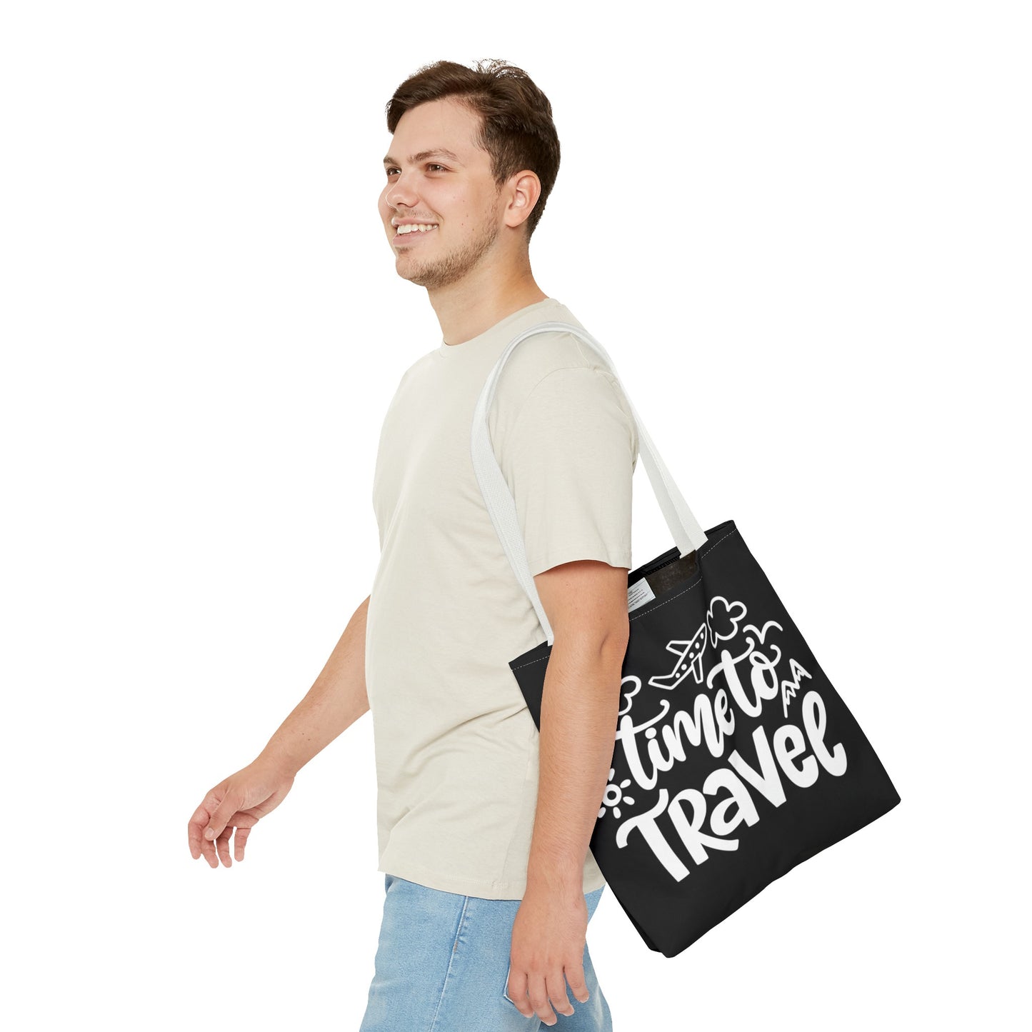 Time To Travel Black Tote Bag